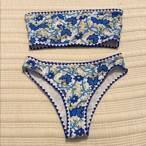 SHEIN Blue and Yellow Floral Bikini Set